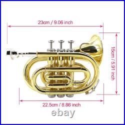 Pocket Trumpet, Bb Brass Trumpet for Beginners with 7C Mouthpiece
