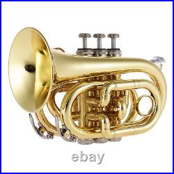 Pocket Trumpet Bb Flat Brass with Mouthpiece Carrying E7L5