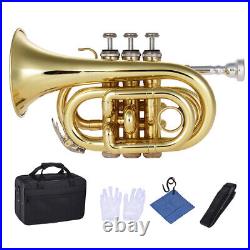 Pocket Trumpet Bb Flat Brass with Mouthpiece Carrying E7L5