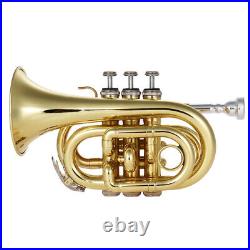 Pocket Trumpet Bb Flat Brass with Mouthpiece Carrying E7L5