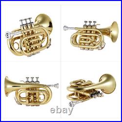 Pocket Trumpet Bb Flat Brass with Mouthpiece Carrying E7L5