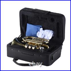 Pocket Trumpet Bb Flat Brass with Mouthpiece Carrying E7L5