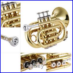 Pocket Trumpet Bb Flat Brass with Mouthpiece Carrying E7L5