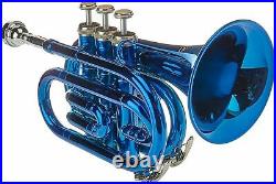 Pocket Trumpet Blue Look with Hard Case bag and mouthpiece