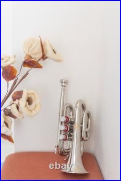 Pocket Trumpet Chrome Finish BB WithCase and Mouthpiece Brass CHRISTMAS SALE