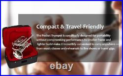 Pocket Trumpet NICKEL Plated with Mouth Piece n Case-BRS HORN FAST SHIPPING