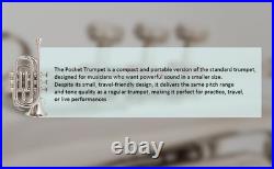 Pocket Trumpet NICKEL Plated with Mouth Piece n Case-BRS HORN FAST SHIPPING