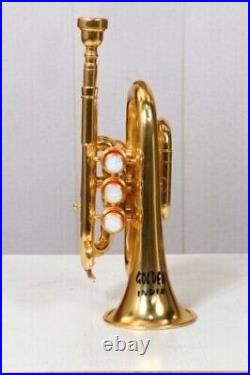 Pocket trumpet Gold finish BB pitch with Hard case bag And Mouthpiece