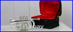Pocket trumpet silver and brass finish BB pitch with Hard case And Mouthpiece
