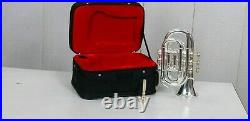Pocket trumpet silver and brass finish BB pitch with Hard case And Mouthpiece