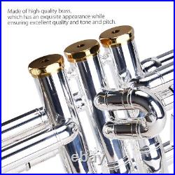 Prefessional Bb Trumpet Brass Silver-Plated with 5C Mouthpiece Carry Bag I7A3