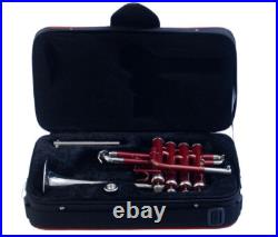 Pro Piccolo Bb KEYS TRUMPET FREE HARD CASE & MOUTHPIECE-Red And Silver