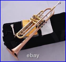 Prof Rose Brass Bb Trumpet Horn Cupronickel Tuning Free 2 Mouthpiece 4-7/8 Bell