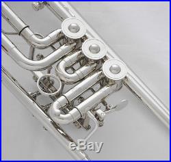 Prof. Silver Nickel Plated 3 Rotary Valves Trumpet Bb Key New Horn With Case