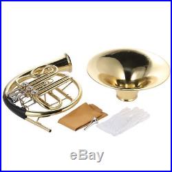 Professional B/Bb French Horn 3 Key Brass Gold Wind Instrument with Care Kit New