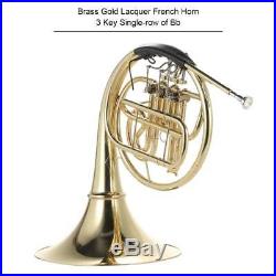 Professional B/Bb French Horn 3 Key Brass Gold Wind Instrument with Care Kit New