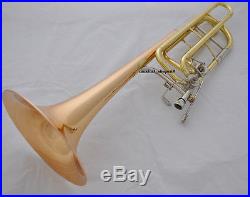 Professional Bass trombone Horn Bb/F/Eb&Bb/F/D/Gb Rose brass bell New case