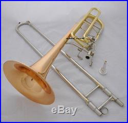 Professional Bass trombone Horn Bb/F/Eb&Bb/F/D/Gb Rose brass bell New case