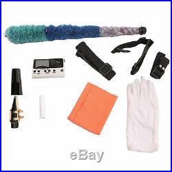 Professional Blue Lacquer Brass Eb Alto Saxophone Sax withCare Kit & Accessories