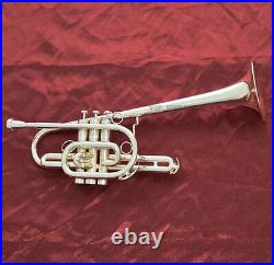 Professional Brand new Marching Trumpet Silver plated horn Monel valve With Case