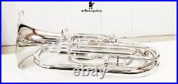 Professional Brass Euphonium Bb/F Pitch Instrument Chrome Finish With Hard case