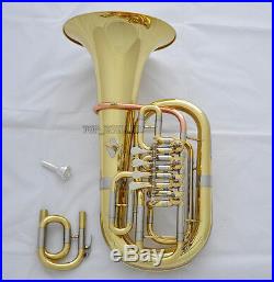 Professional C/Bb Keys 4 Rotary Valve Euphonium Gold Horn 11.6'' Bell With Case