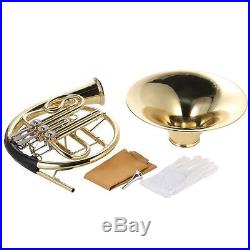 Professional French Horn B/Bb Flat Single-Row Golden+Case Care Kit for Beginners