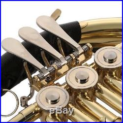 Professional French Horn B/Bb Flat Single-Row Golden+Case Care Kit for Beginners