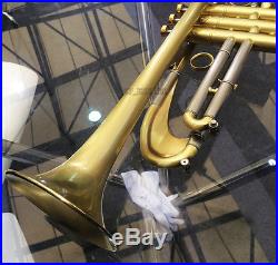 Professional Germany Design Trumpet Heavy Brushed Brass Bb horn With case