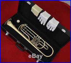 Professional Gold 3 Rotary valve Bass Trumpet Bb key horn with Case