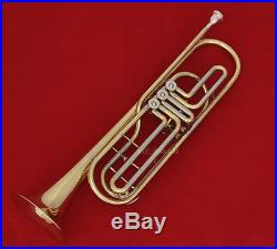 Professional Gold 3 Rotary valve Bass Trumpet Bb key horn with Case