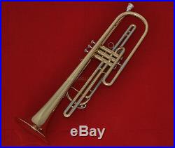Professional Gold Brass Bass Trumpet Bb Key 3 Monel valves New Horn With Case