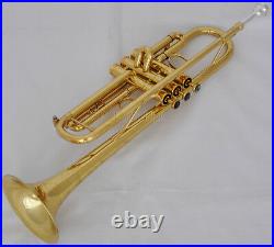 Professional Gold Jazz Trumpet Abalone Keys Bb Horn Reverse Leadpipe With Case