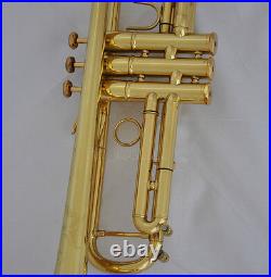 Professional Gold Jazz Trumpet Abalone Keys Bb Horn Reverse Leadpipe With Case
