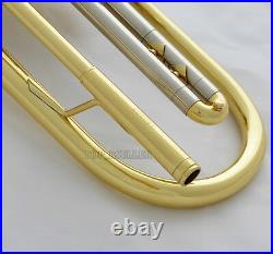 Professional JINBAO Gold Bass Trumpet horn 3 Piston Bb Key With Case Free ship