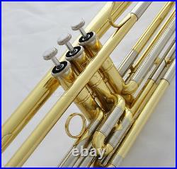 Professional JINBAO Gold Bass Trumpet horn 3 Piston Bb Key With Case Free ship