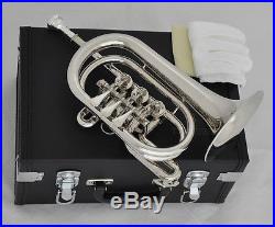 Professional JINBAO Silver Nickel Rotary Valve Cornet Trumpet Horn Leather Case