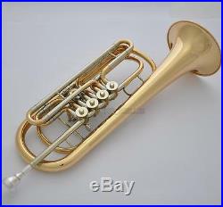 Professional Level C Key Bass Trumpet 4 Rotary Valve Gold Brass Body PRO. Case