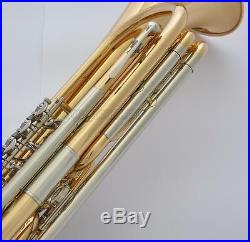 Professional Level C Key Bass Trumpet 4 Rotary Valve Gold Brass Body PRO. Case