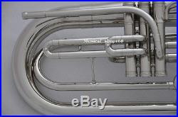 Professional Marching Baritone Horn Silver Nickel Tuba Horn NEW case