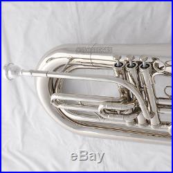Professional Marching Baritone Silver Nickel Plated Bb Tuba Horn With Case