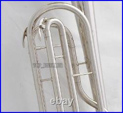 Professional New Rotary Valves Bass Trumpet Bb Silver nickel horn With case