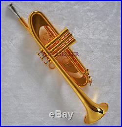 Professional Shiniest gold Plated Trumpet Heavy horn Germany Brass With case