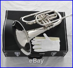 Professional Silver Nickel Marching Mellophone F Key horn Monel Piston With Case