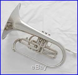 Professional Silver Nickel Marching Mellophone F Key horn Monel Piston With Case