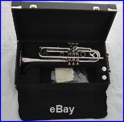 Professional Silver Nickel Trumpet Monel Valves Bb Horn 2 Mouthpiece New Case