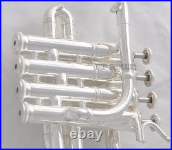 Professional Silver Plated Piccolo Trumpet Bb/A horn 4 Monel valves With Case