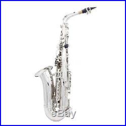Professional Silver Saxophone Sax Eb Be Alto E Flat Brass Carved withCase US T9R1