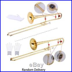 Professional Tenor Trombone Brass Gold Lacquer Bb Tone B Flat with Case J1A0