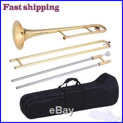 Professional Tenor Trombone Brass Gold Lacquer Bb Tone B Flat with Case J1A0